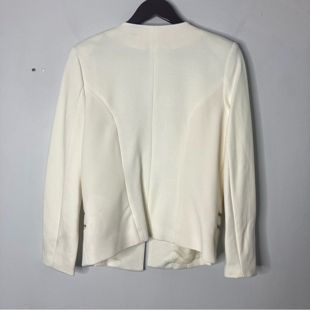 Marc Bouwer Unlimited Size Medium Ivory White Open Front Blazer Sleek Classic - Picture 6 of 7